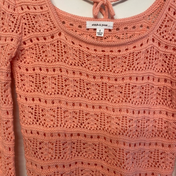 Coral Crocheted Long Sleeve Top - Picture 2 of 4